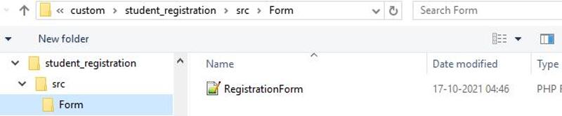 Folder structure to be followed after adding custom form file in Drupal 8/9