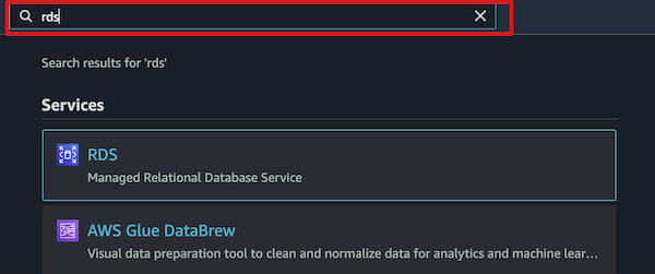 Search RDS on AWS Console